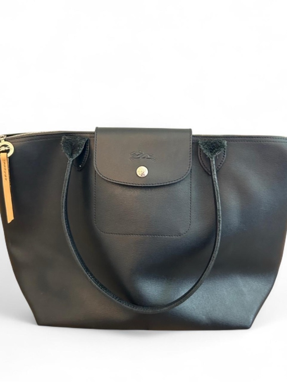 Longchamp Black City Tote - Coated Canvas - Size Medium
